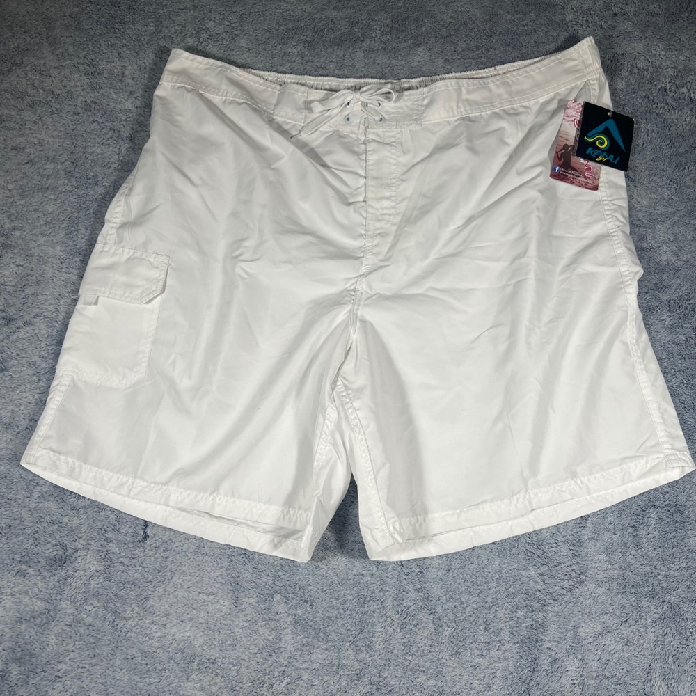 Kanu Surf Mens Marina Board Shorts NEW White 3X Plus Size Swim Trunks UPF 50+